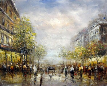 Painting titled "Paris 706" by Lermay Chang, Original Artwork, Oil Mounted on Wood Stretcher frame