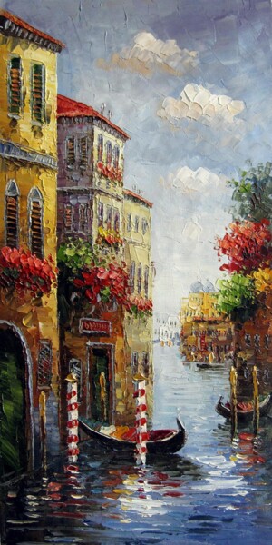 Painting titled "Venice 424" by Lermay Chang, Original Artwork, Oil Mounted on Wood Stretcher frame