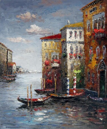 Painting titled "Venice 007" by Lermay Chang, Original Artwork, Oil Mounted on Wood Stretcher frame