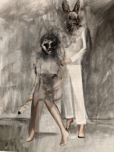 Schilderij getiteld "Если это сон, я без…" door Valeriia Barykina, Origineel Kunstwerk, Gouache