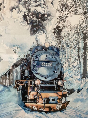 Pintura intitulada "Express glacé" por Les Pinceaux De La Vigne, Obras de arte originais, Aquarela