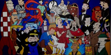 Painting titled "Tintin & Co" by Les Pinceaux De Marie, Original Artwork, Acrylic