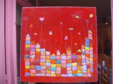 Peinture intitulée "helium rouge" par Catherine Furic, Œuvre d'art originale