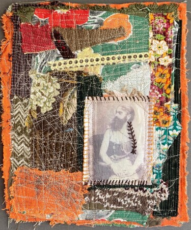 Textile Art με τίτλο "La femme à barbe" από Les Cousardes, Αυθεντικά έργα τέχνης, Κέντημα Τοποθετήθηκε στο Άλλος άκαμπτος πί…