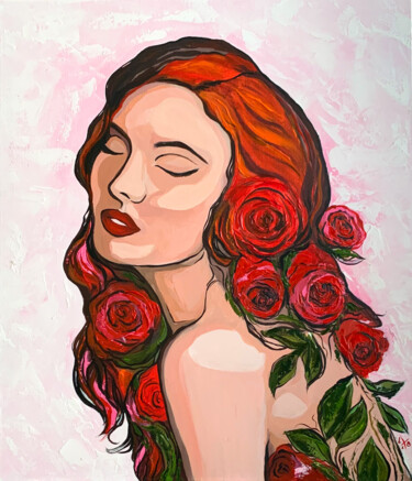 Картина под названием "In love" - Lesia Danilina, Подлинное произведение искусства, Акрил Установлен на Деревянная рама для…