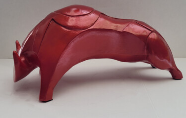 Skulptur mit dem Titel "Taureau rouge" von Raymonde Koelblen/Pitoizel (PitRe), Original-Kunstwerk, Terra cotta