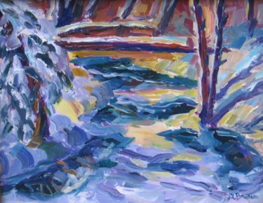 Painting titled "Winter Light" by Lesley Braren, Original Artwork, Oil