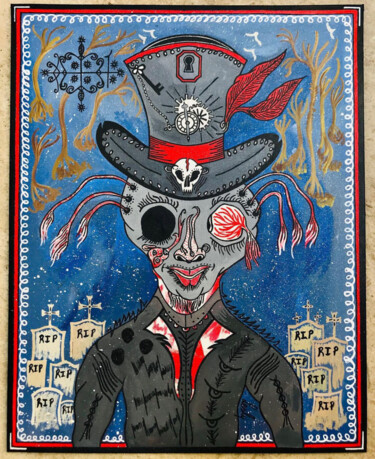 Peinture intitulée "Legba in his univer…" par Lesly Pierrepaul, Œuvre d'art originale, Acrylique Monté sur Carton