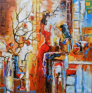 Peinture intitulée "Drink Bar" par Leszek Gaczkowski, Œuvre d'art originale, Huile