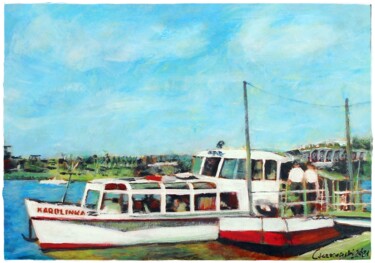 Peinture intitulée ""Karolinka" cruise…" par Leszek Gaczkowski, Œuvre d'art originale, Gouache