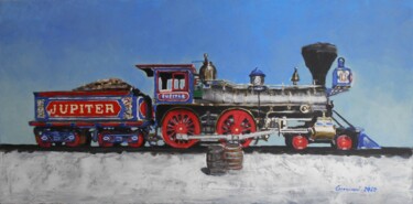 Pintura intitulada "4-4-0 steam locomot…" por Leszek Gaczkowski, Obras de arte originais, Óleo