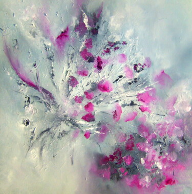제목이 "Bouquet abstrait 2"인 미술작품 Léti로, 원작, 기름 나무 들것 프레임에 장착됨