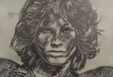 Disegno intitolato "Jim Morrison" da Johanna Levy, Opera d'arte originale, Carbone