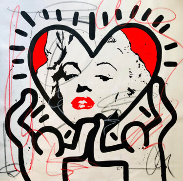 Peinture intitulée "Keith Haring Love M…" par Lex, Œuvre d'art originale, Acrylique