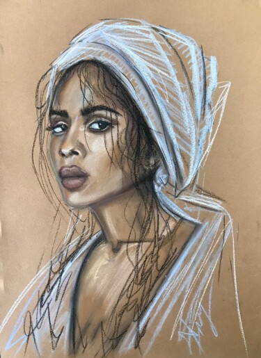 Drawing titled "Sumaya" by Leysan Khasanova, Original Artwork, Pastel