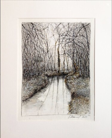 Drawing titled "La vallée de l'Aron…" by Guillaume Lhommel, Original Artwork, Ink