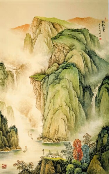 Malarstwo zatytułowany „帆影烟云” autorstwa 理 明, Oryginalna praca, Atrament