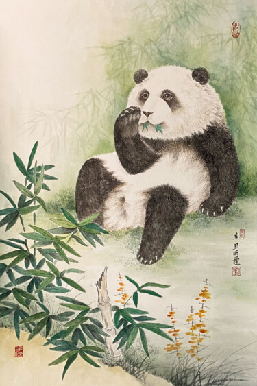 Painting titled "PNDA大熊猫系列：萌萌" by Li Ming, Original Artwork, Ink