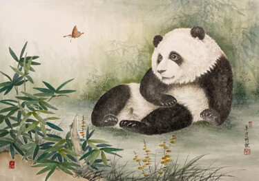 Malerei mit dem Titel "PNDA大熊猫系列：休憩" von Li Ming, Original-Kunstwerk, Tinte