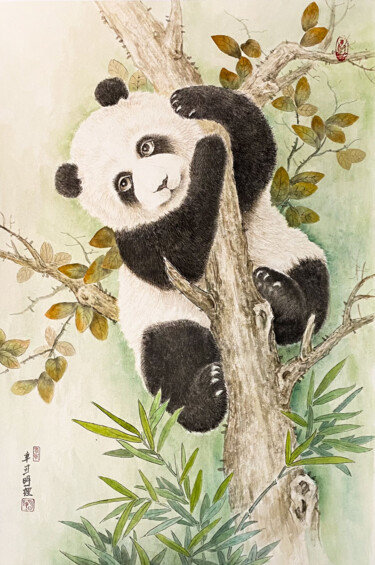 Malerei mit dem Titel "PNDA中国成都大熊猫" von Li Ming, Original-Kunstwerk, Tinte