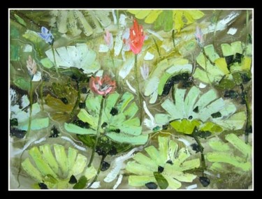 Schilderij getiteld "Waterlelies.3" door Li Wen Zin, Origineel Kunstwerk, Olie