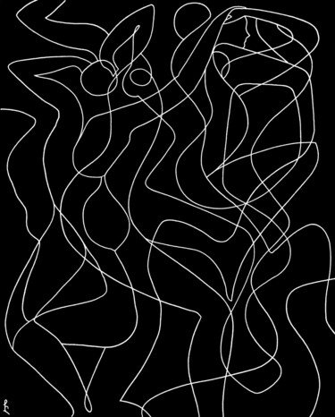Peinture intitulée "Chaotic dance" par Lia Chechelashvili, Œuvre d'art originale, Marqueur Monté sur Carton