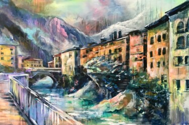 Painting titled "Chiavenna" by Lia Lemberg, Original Artwork, Acrylic