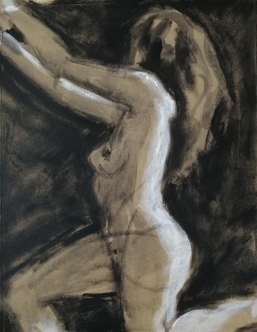 Painting titled "Female Nude On Warm…" by Liam Ryan, Original Artwork, Acrylic Mounted on Wood Stretcher frame