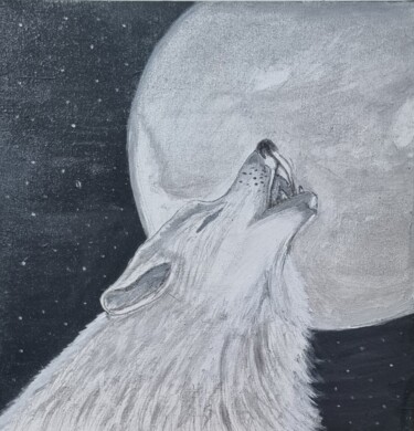 Картина под названием "Волк" - Liana Asadchina, Подлинное произведение искусства, Акрил