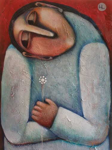Painting titled "Alone (30x40cm, acr…" by Liana Asatryan, Original Artwork, Oil Mounted on Wood Stretcher frame
