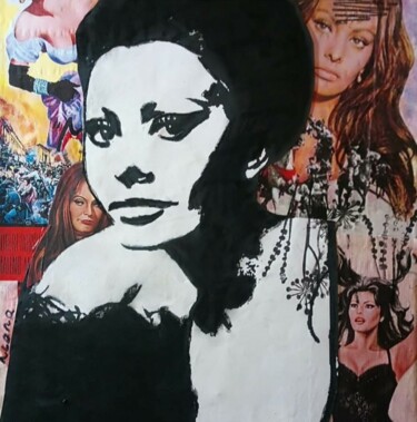 Digital Arts titled "Sophia Loren with m…" by Liana Romeijn, Original Artwork, Acrylic