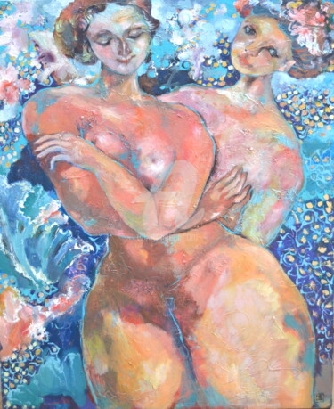 Peinture intitulée "deux-filles.jpg" par Li Chen, Œuvre d'art originale, Huile