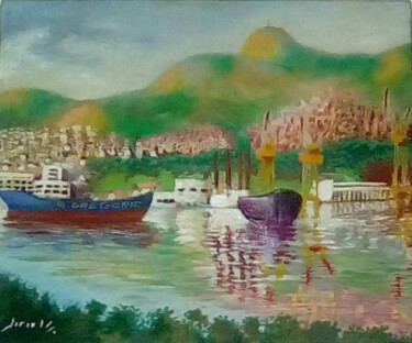 Pittura intitolato "Ilha do Fundão" da Lício Maia, Opera d'arte originale, Olio Montato su Telaio per barella in legno