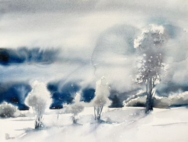 Peinture intitulée "Magical winter" par Lida Khomyakova (Artelida), Œuvre d'art originale, Aquarelle