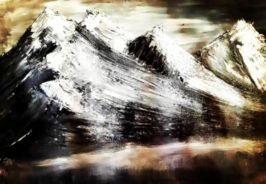 Картина под названием "Ночные горы" - Артем Гаценко, Подлинное произведение искусства, Акрил Установлен на Деревянная рама д…