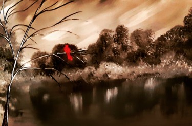 Картина под названием "Грусть" - Артем Гаценко, Подлинное произведение искусства, Акрил Установлен на Деревянная рама для но…