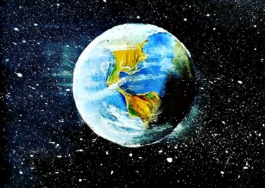 Картина под названием "Планета" - Артем Гаценко, Подлинное произведение искусства, Акрил Установлен на Деревянная рама для н…