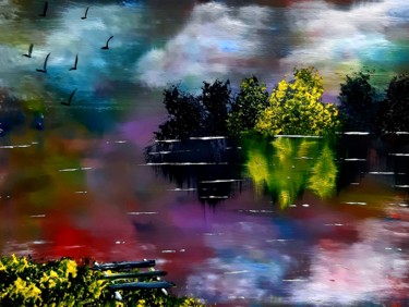 Картина под названием "Фиолетовый вечер" - Артем Гаценко, Подлинное произведение искусства, Акрил Установлен на Деревянная р…