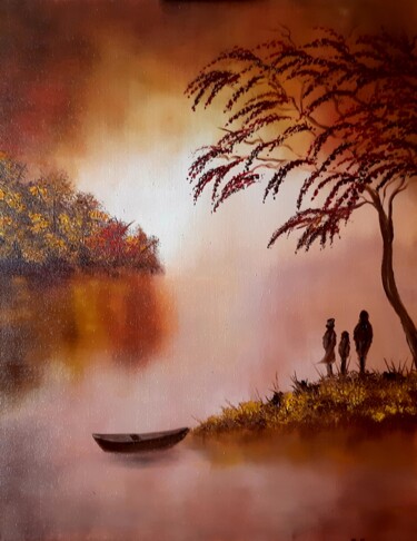 Картина под названием "Семья" - Артем Гаценко, Подлинное произведение искусства, Масло Установлен на Деревянная рама для нос…