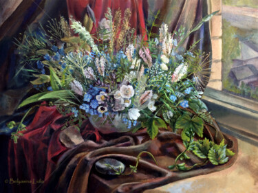 "Flowers" başlıklı Baskıresim Lidia Bеlyasin tarafından, Orijinal sanat, Zamklı boya Karton üzerine monte edilmiş
