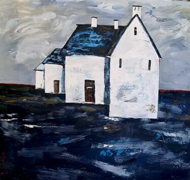 Schilderij getiteld "WHITE HOUSES" door Lidia Zadeh Petrescu, Origineel Kunstwerk, Acryl