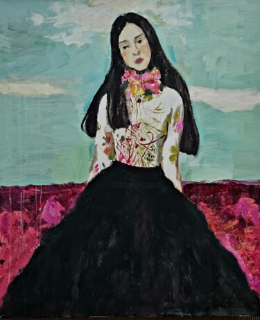 Pittura intitolato "THE GIRL WITH ROMAN…" da Lidia Zadeh Petrescu, Opera d'arte originale, Acrilico