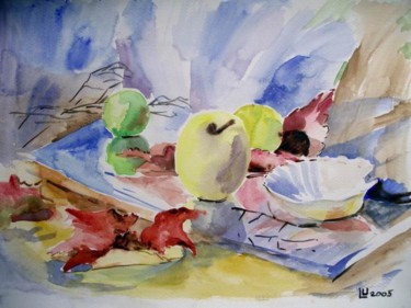 Peinture intitulée "Feuilles rouges2" par Lyria, Œuvre d'art originale