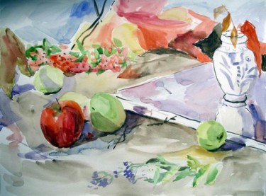 Peinture intitulée "Feuilles rouges6" par Lyria, Œuvre d'art originale