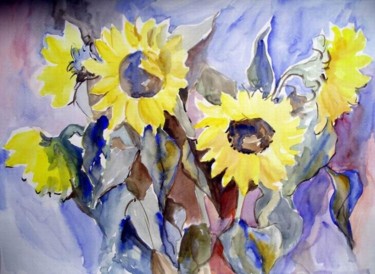 Peinture intitulée "Fleurs du soleil" par Lyria, Œuvre d'art originale