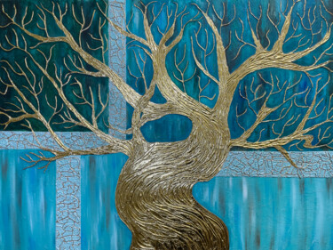 Malerei mit dem Titel "The Tree of Wealth" von Lidiia Isakova, Original-Kunstwerk, Acryl Auf Keilrahmen aus Holz montiert