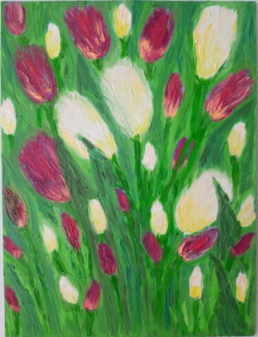 Pittura intitolato "flower painting" da Lidiia Sazonova, Opera d'arte originale, Olio
