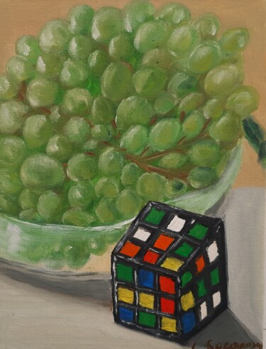 Pittura intitolato "Grapes and rubik's…" da Lidiia Sazonova, Opera d'arte originale, Olio