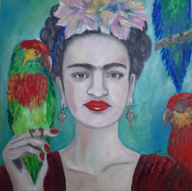 Schilderij getiteld "my frida kahlo" door Lidiia Sazonova, Origineel Kunstwerk, Olie