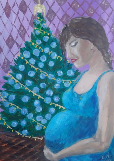 Malarstwo zatytułowany „christmas illustrat…” autorstwa Lidiia Sazonova, Oryginalna praca, Olej